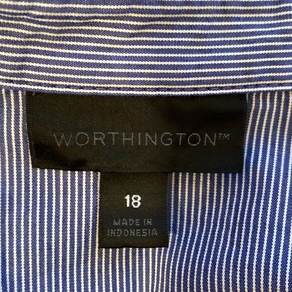 Worthington Pin Striped Long Sleeve Button Down Womens Top Size 18 - Picture 4 of 6